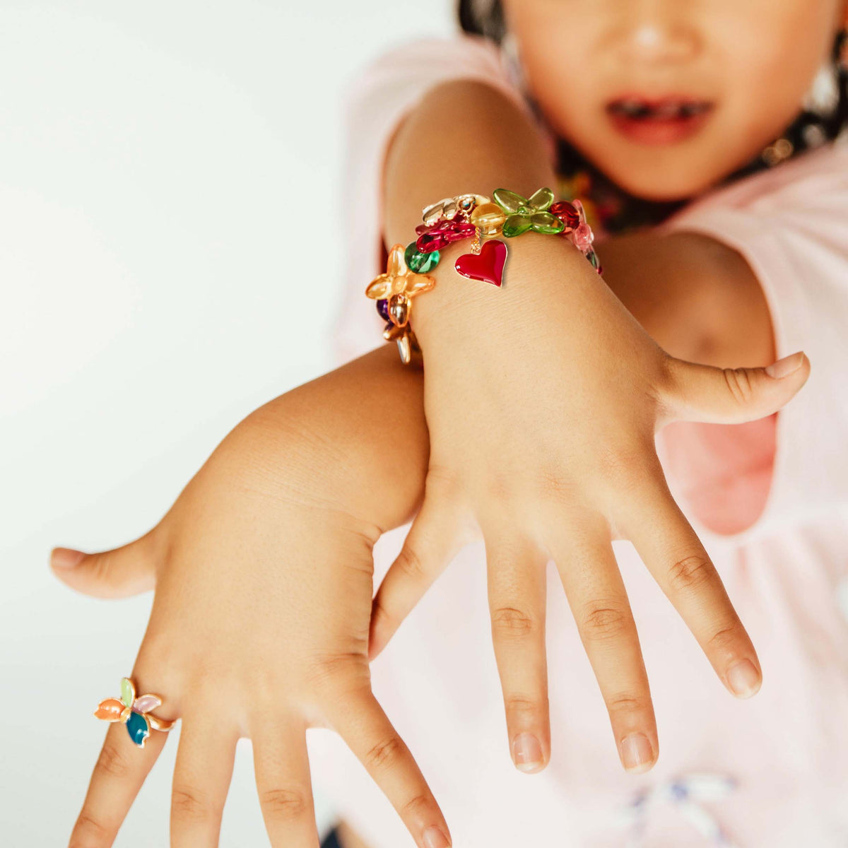 Butterflies and Brushes girl ring bracelet
